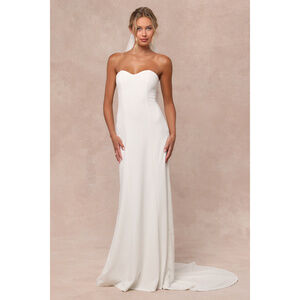 Lulus Romantic Vision White Pearl Strapless Maxi Dress - Size S